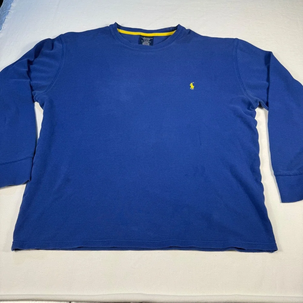 Polo Ralph‎ Lauren Mens XL Blue Long Sleeve Sleepwear Pajama Top Thermal